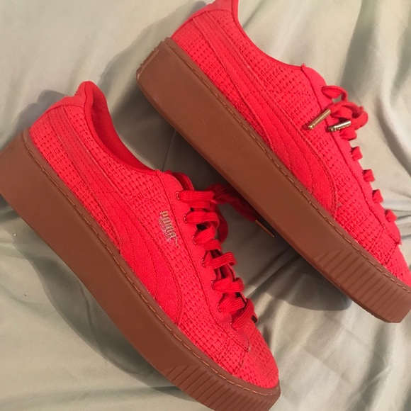 puma basket weave platform sneaker